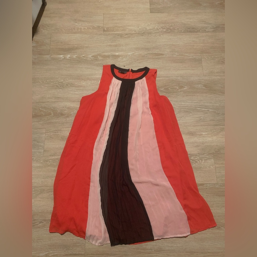 METAPHOR Coral Beige Black Pleat Formal Dress Size 12